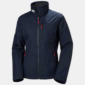 Helly Hansen navy blue softshell jacket with red zipper pulls and HH logo on collar
