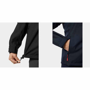 Helly Hansen jacket showing adjustable hem cord and zippered pocket detail