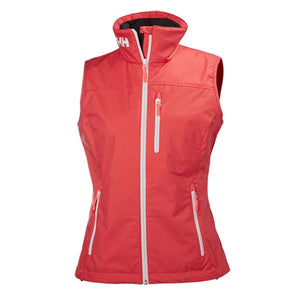 Helly Hansen red sleeveless vest with white zipper and collar logo