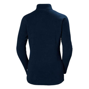 Back view of navy Helly Hansen fleece jacket with high collar