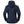 Back view of a navy blue Helly Hansen hooded rain jacket