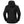 Back view of a black Helly Hansen hooded rain jacket