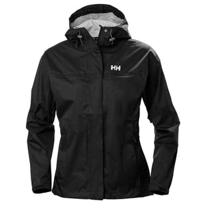 Helly Hansen black waterproof hooded rain jacket with HH logo