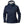 Helly Hansen navy blue hooded rain jacket with front zipper and HH logo