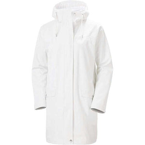 Helly Hansen white hooded rain coat with front pockets