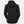 Back view of a black Helly Hansen hooded jacket