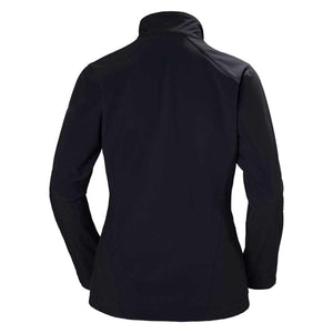Back view of a black Helly Hansen softshell jacket