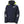 Helly Hansen navy blue sailing jacket with neon yellow hood lining and reflective patches on sleeves
