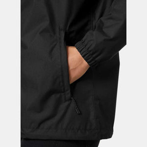Close up of Helly Hansen black jacket pocket with elastic cuff