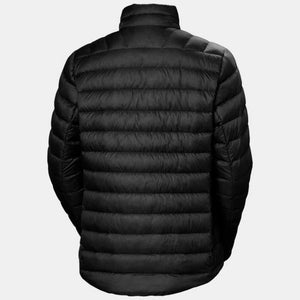 Back view of a black Helly Hansen quilted puffer jacket