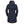 Back view of navy Helly Hansen hooded trench coat with belted waist