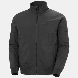 Helly Hansen black zip up bomber jacket with high collar and HH logo on chest