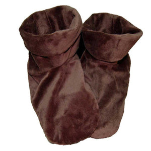 Pair of brown plush fleece slipper boots