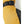 Close up of yellow Hestra glove with black leather palm and adjustable wrist strap