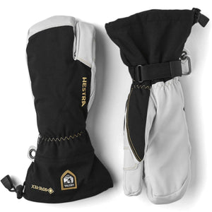 Hestra black and grey Gore-Tex three-finger ski mittens