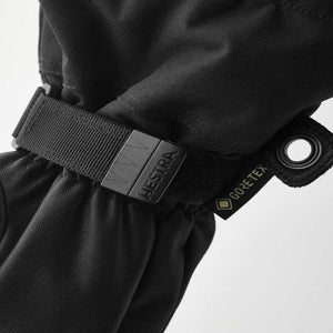 Black Hestra glove wrist strap with Gore-Tex branding