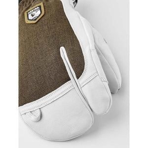 Hestra brown and white leather three finger ski glove