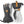 Hestra grey and white leather ski gloves with adjustable wrist straps and Hestra logo patch