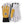 Hestra white and yellow leather ski gloves with black cuffs