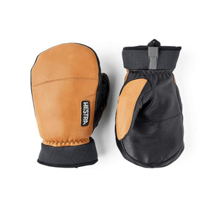 Hestra tan and black leather mittens