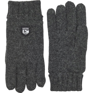 Hestra dark grey wool knit gloves with ribbed cuffs