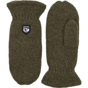 Olive green Hestra knitted wool mittens