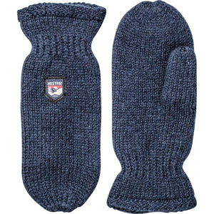 Hestra navy blue knit wool mittens