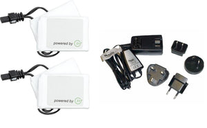 Hestra battery packs and universal wall charger with multiple international plug adapters