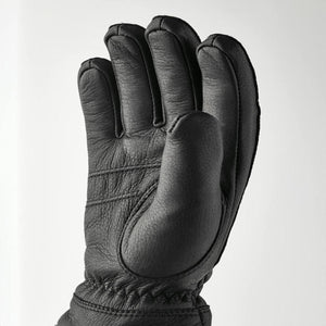 Black leather glove with reinforced palm and stitched detailing