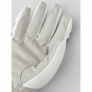 Close up of grey and white athletic glove palm