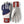Hestra multi-colored athletic gloves with red cuffs and blue and white panels