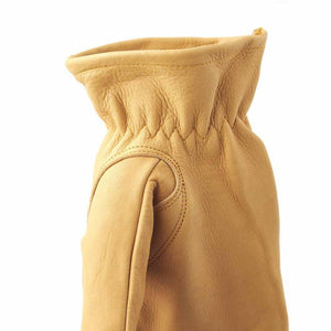 Tan Hestra leather glove cuff detail