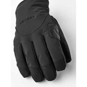 Black Hestra glove with leather palm detail