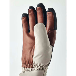 Hestra brown leather and beige fabric glove