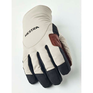 Hestra beige and black glove with brown leather detailing