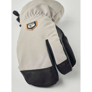 Hestra beige and black leather three finger ski mitten