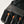 Close up of black Hestra glove with grey trim and orange finger accents