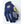 Hestra navy blue ski glove with tan leather accents and logo patch