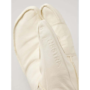 Hestra off white leather three finger ski mittens