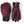 Hestra burgundy leather ski gloves with black cuffs and metal eyelet