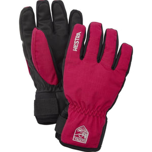 Hestra pink and black winter gloves with wrist straps