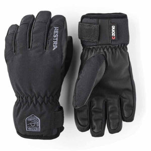 Hestra black CZone winter gloves with adjustable wrist straps