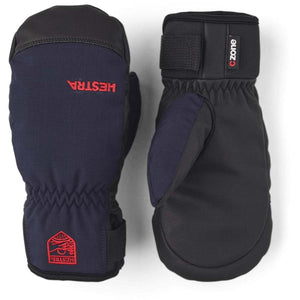 Hestra navy and black CZone mittens with adjustable wrist straps