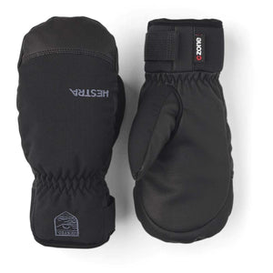Hestra black CZone mittens with adjustable wrist straps
