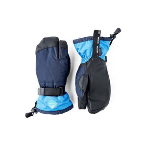 Hestra blue and black three finger ski gloves