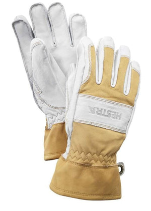 Hestra white and tan leather work gloves