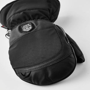 Black Hestra leather and fabric mitten