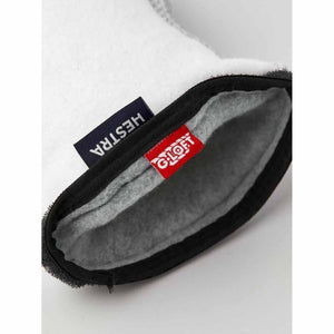 Interior of Hestra glove with grey fleece lining and G-Loft brand label