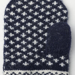 Hestra navy and white patterned wool mitten