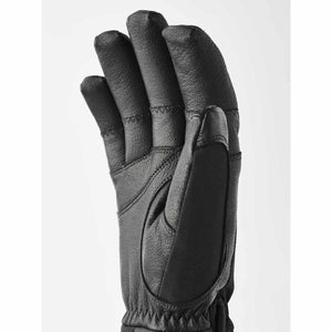 Hestra black leather glove palm view